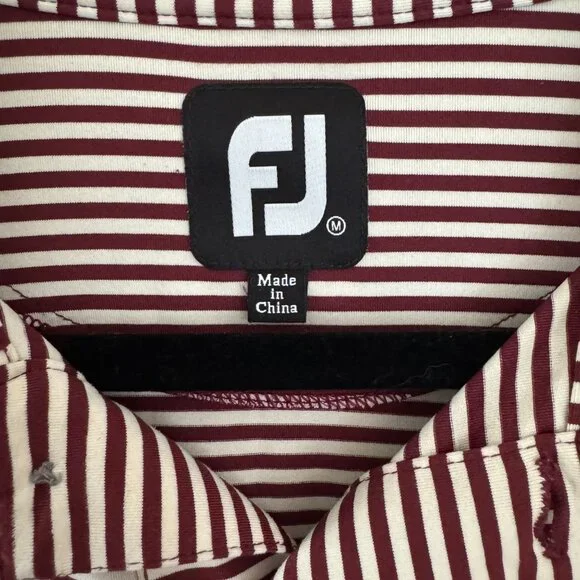 Footjoy FJ Striped Golf Polo Shirt Men's Size Medium - Picture 3 of 7